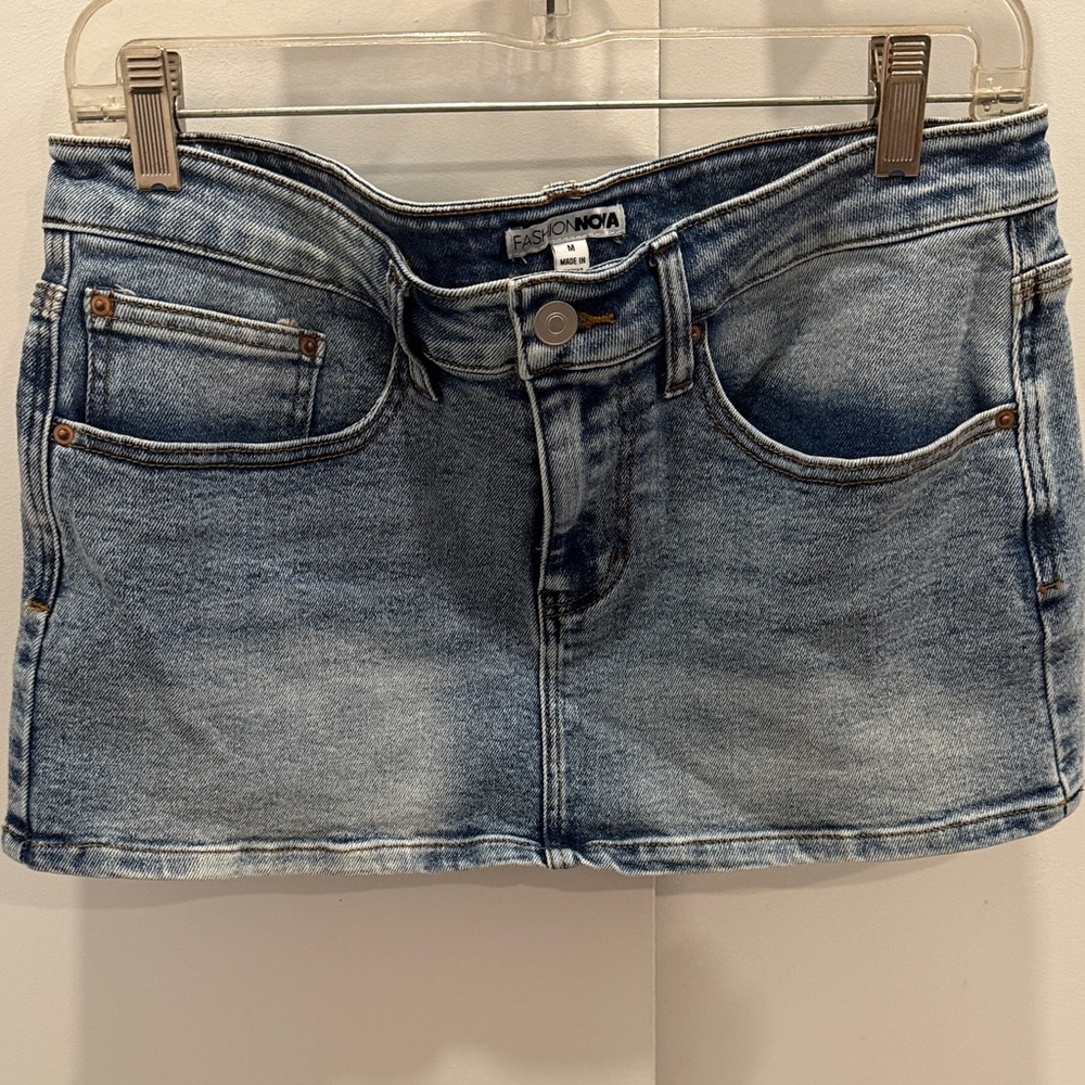Fashion Nova Blue Denim Mini Skirt